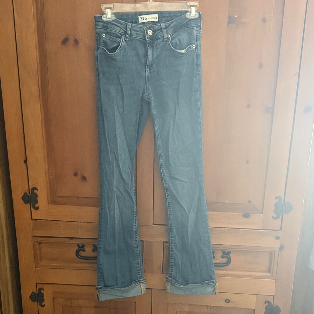 Zara Women's Denim Blue Wide Leg Jeans